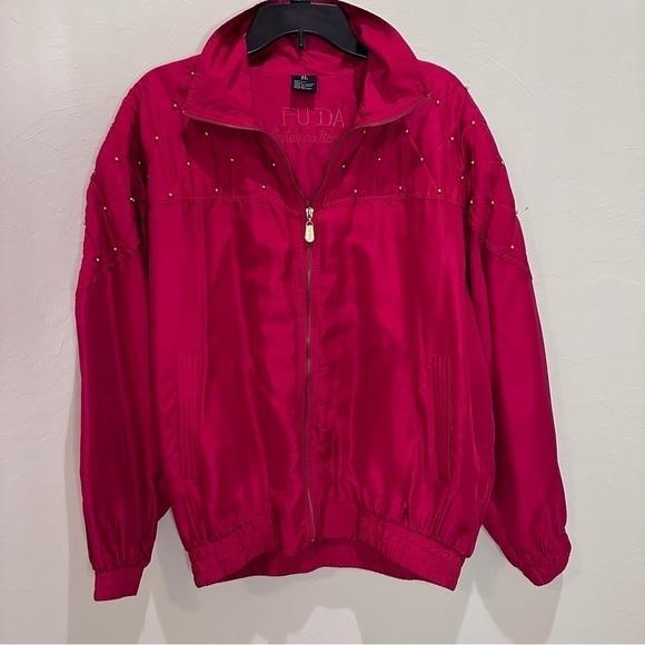 FUDA International Jackets & Blazers - FUDA International Vintage 100% Silk Red Jacket Size XL